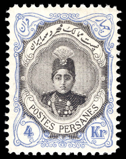 Iran 1913-15 4kr black and blue lightly mounted mint.