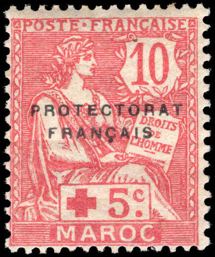 French Morocco 1914-17 10c+5c Red Cross Tangier issue lightly mounted mint.