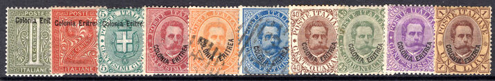 Eritrea 1893 set to 1l mixed mint and used. Several suspected regummed.