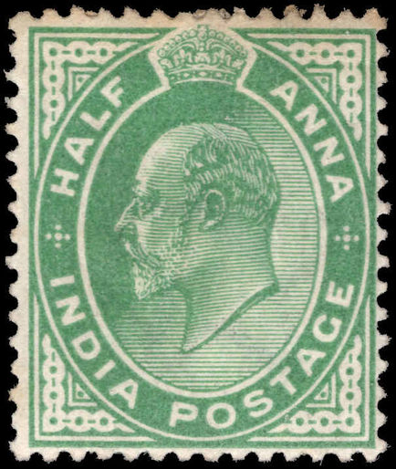 India 1902-11 ½a green lightly mounted mint.