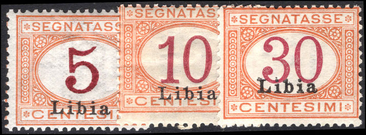 Libya 1915-30 5c 10c and 30c postage dues unmounted mint.