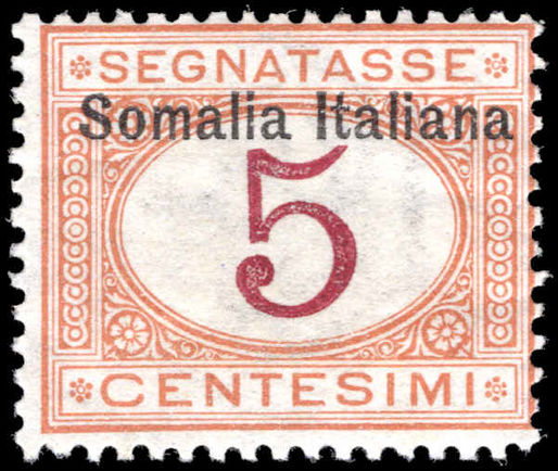 Somalia 1909-20 5c postage due overprint at top unmounted mint.