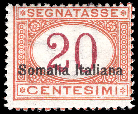 Somalia 1920 20c Magenta and Orange Postage Due unmounted mint.