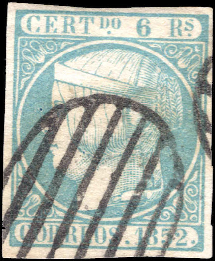 Spain 1852 6r pale blue extremely fine used.