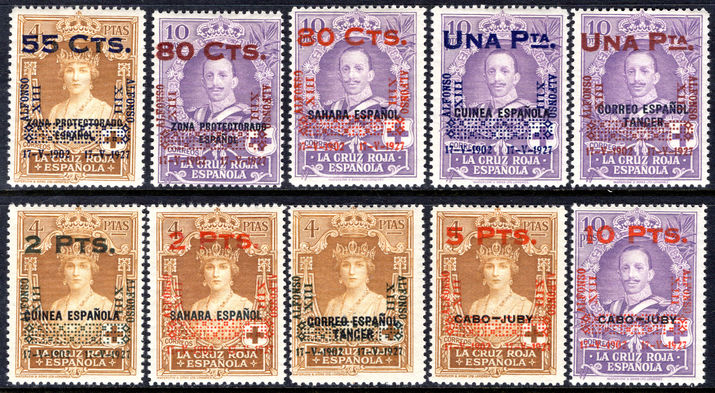Spain 1927 Coronation Colony Overprint set fine lightly mounted mint.