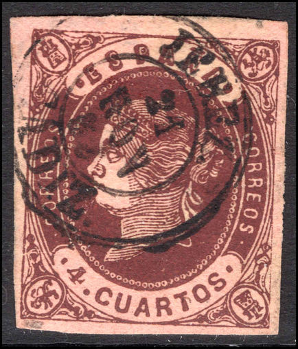 Spain 1862 4c brown on brown fine used.