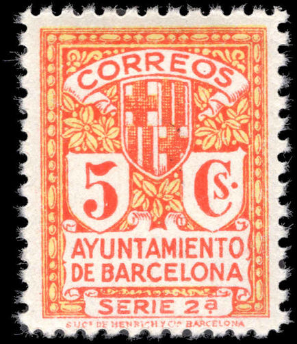Spain 1932-35 5c Barcelona series 2a perf 11 lightly mounted mint.