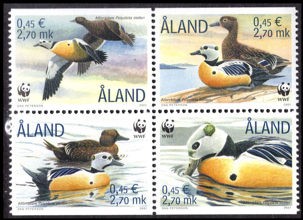 Aland 2001 Endangered Species. The Steller's Eider unmounted mint.