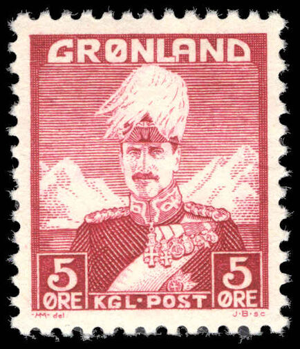 Greenland 1938-46 5ø claret unmounted mint.
