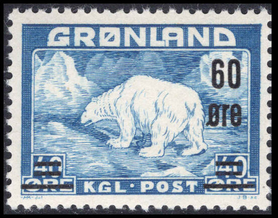 Greenland 1956 60ø provisional unmounted mint.