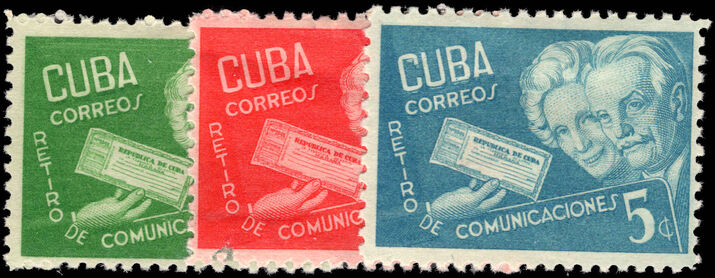 Cuba 1945 Postal Employees Retirement Fund mounted mint.