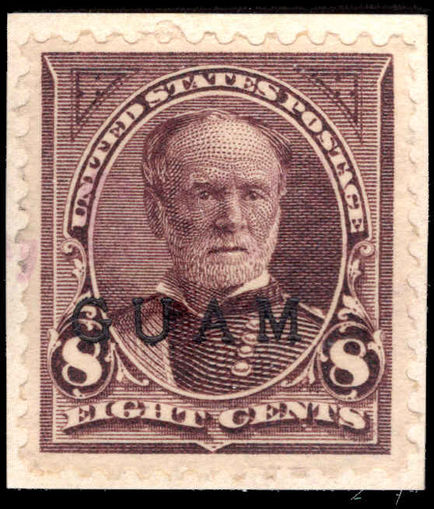 Guam 1899 8c violet-brown fine used on piece.