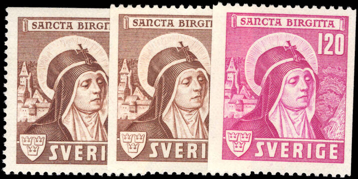 Sweden 1941 St Bridget set of three unmounted mint.