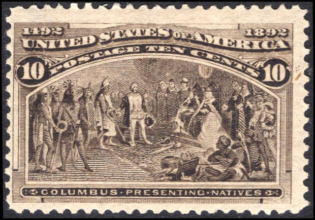 USA 1893 10c brownish-black Columbus lightly mounted mint.