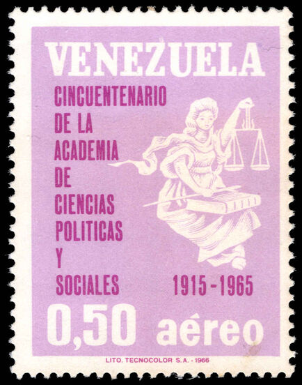 Venezuela 1966 50th Anniversary of Political and Social Sciences Academy unmounted mint.