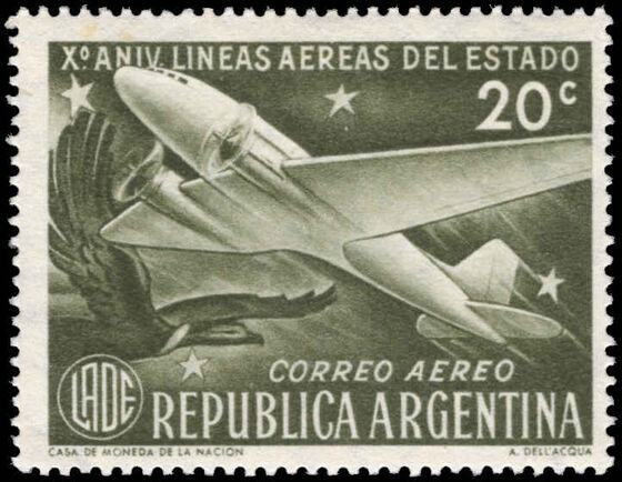 Argentina 1951 State Airlines lightly mounted mint.
