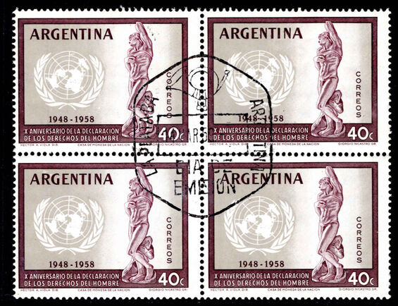 Argentina 1959 Human Rights first day block of 4.