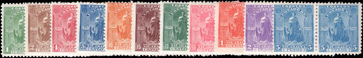 Nicaragua 1894 set in very fine pairs lightly mounted mint.