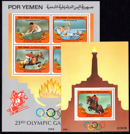 Yemen Democratic Rep. 1984 Olympics souvenir sheet set unmounted mint.