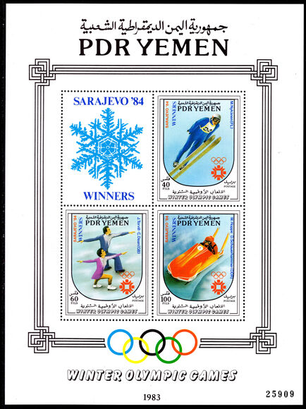 Yemen Democratic Rep. 1984 Olympic Winners souvenir sheet unmounted mint.