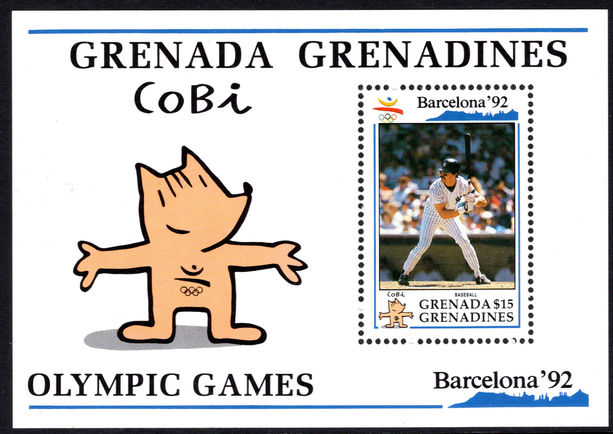 Grenada Grenadines 1992 Baseball souvenir sheet unmounted mint.