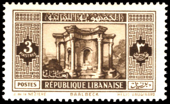 Lebanon 1930-36 3p sepia Baalbek lightly mounted mint.