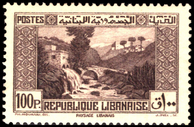Lebanon 1937-40 100p sepia lightly mounted mint.