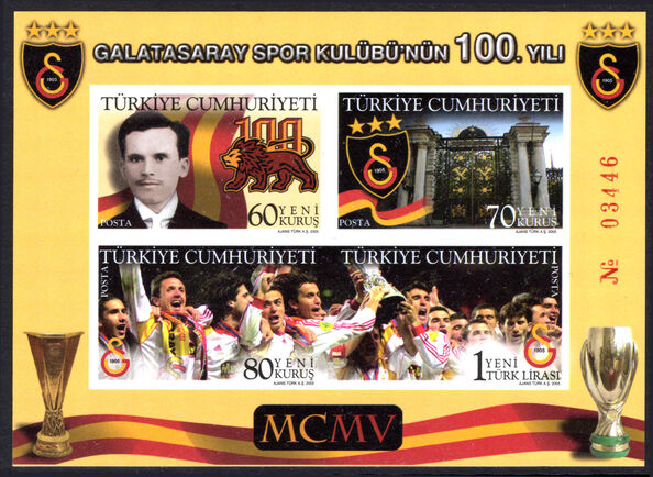 Turkey 2005 Galatasary Sports Club Imperf souvenir sheet unmounted mint.