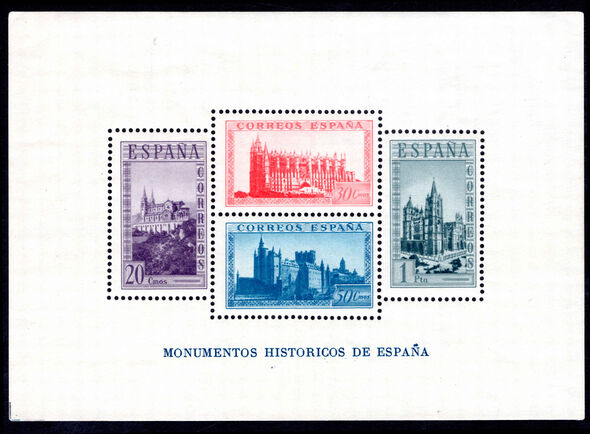 Spain 1938 Historic Monuments perf souvenir sheet unmounted mint.