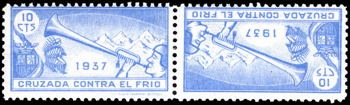 Spain 1937 Crusade Against the Cold 10c blue tete-beche pair lightly mounted mint.
