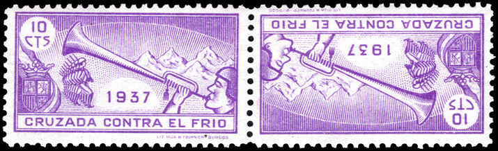 Spain 1937 Crusade Against the Cold 10c lilac tete-beche pair lightly mounted mint.