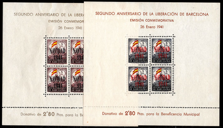 Barcelona City Council 1941 Christmas souvenir sheet unmounted mint.