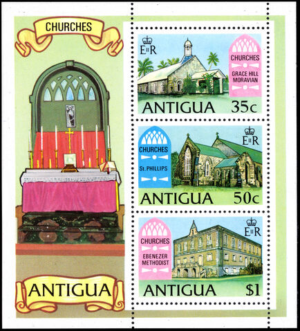 Antigua 1975 Antiguan Churches souvenir sheet unmounted mint.