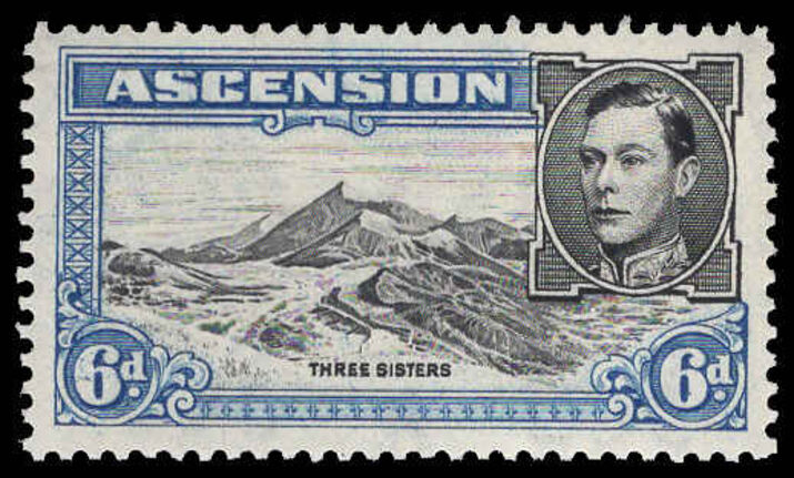 Ascension 1938-53 6d black and blue perf 13 lightly mounted mint.