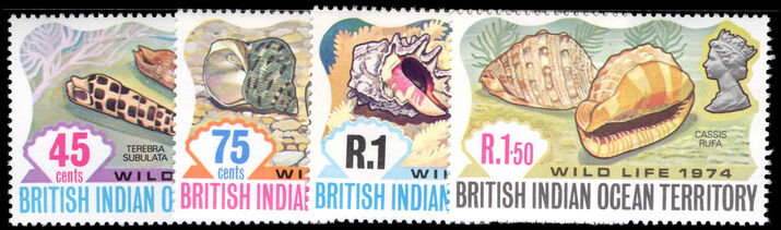 British Indian Ocean Territory 1974 Wildlife (2nd series). Shells unmounted mint.
