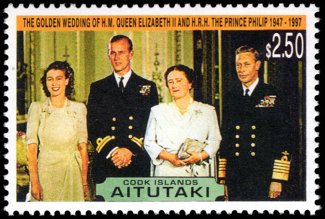 Aitutaki 1997 Golden Wedding of Queen Elizabeth and Prince Philip unmounted mint.