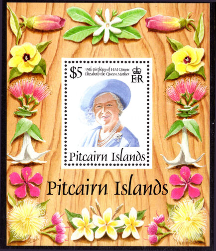 Pitcairn Islands 1995 95th Birthday of Queen Elizabeth the Queen Mother souvenir sheet unmounted mint.