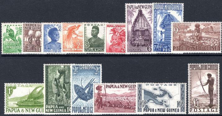 Papua New Guinea 1952-58 set less 3  d black lightly mounted mint.