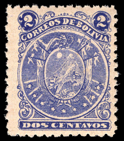 Bolivia 1893 2c deep violet-blue litho mounted mint.