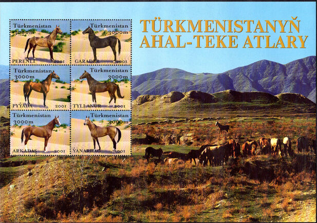 Turkmenistan 2001 Akhal-Teke Horses sheetlet unmounted mint.