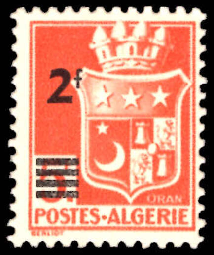 Algeria 1943 2f provisional lightly mounted mint.