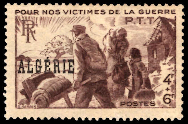 Algeria 1945 Postal Employees War Victims' Fund lightly mounted mint.