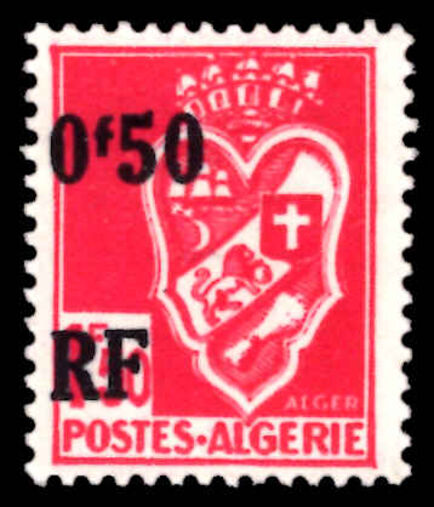 Algeria 1946 50c provisional unmounted mint.