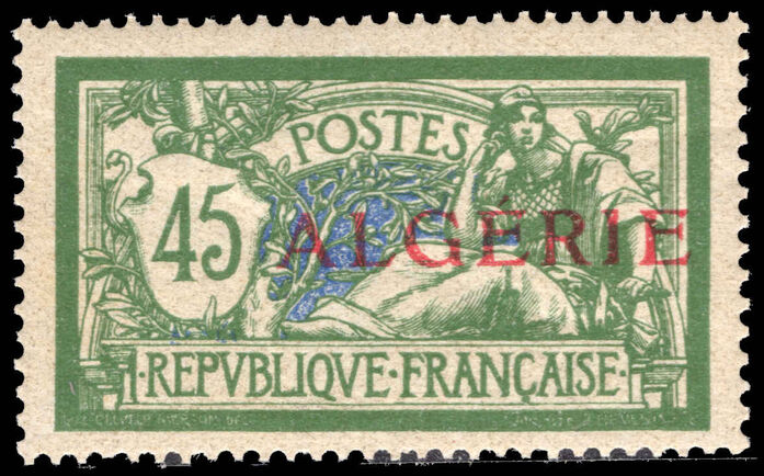 Algeria 1924-25 45c green and blue unmounted mint.