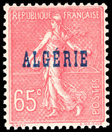 Algeria 1924-25 65c rose Honeycomb paper unmounted mint.