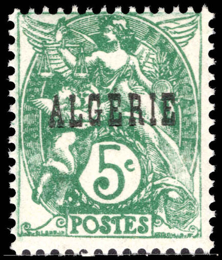 Algeria 1924-25 5c blue-green lightly mounted mint.