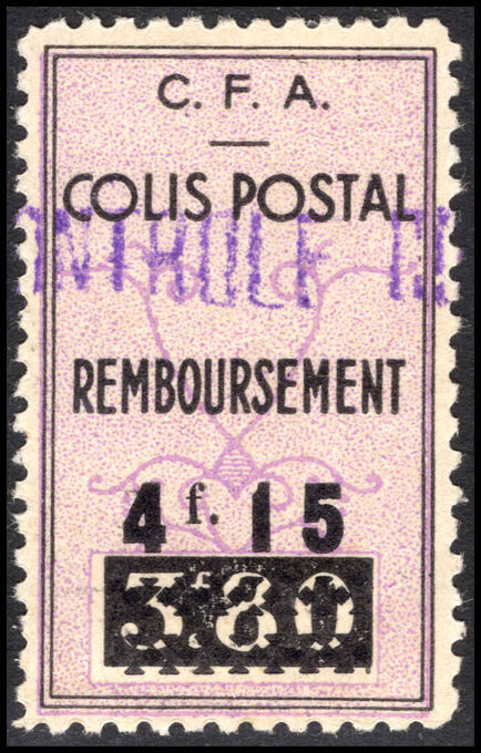 Algeria 1941 4f15 on 3f80 Colis Postale lightly mounted mint.
