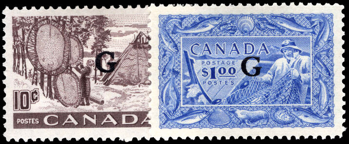 Canada 1950-51 10c and $1 G set lightly mounted mint.
