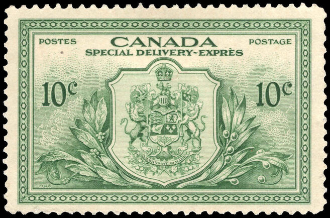 Canada 1946 10c green Special Delivery lightly mounted mint.