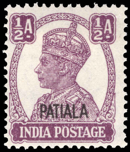 Patiala 1941-46 ½a purple lightly mounted mint.
